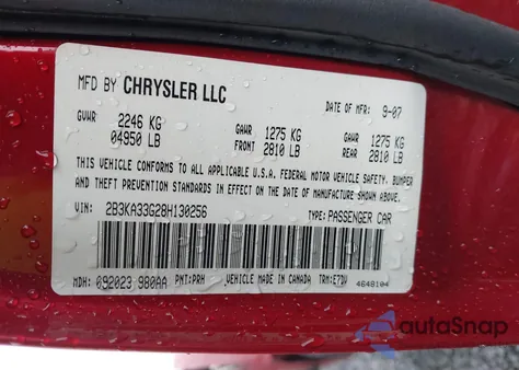 2008 Dodge Charger Sxt z USA, uszkodzony, nr VIN 2B3KA33G28H130256